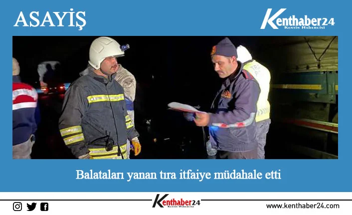 Balataları yanan tıra itfaiye müdahale etti Erzincan’da balataları yanan kimyasal madde yüklü tıra itfaiye ekipleri müdahale