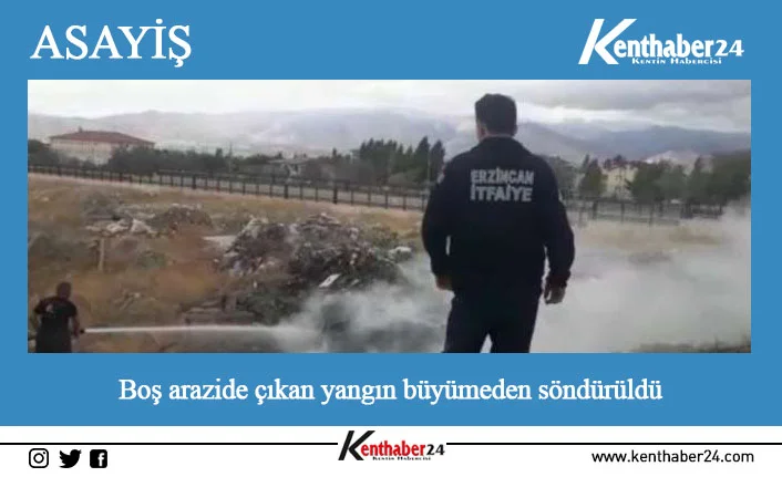 Boş arazide çıkan yangın büyümeden söndürüldü Erzincan Demirkent Mahallesi’nde boş arazide bulunan yangın fazla büyümeden söndürüldü.