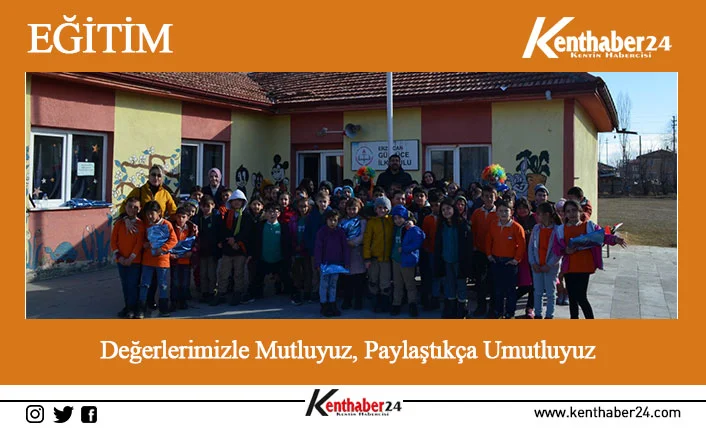 Demirkent TOKİ İlkokulu öğrencileri okul malzemelerini ve oyuncaklarını Güllüce İlkokulu