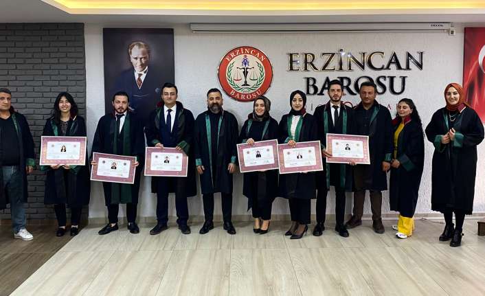 Stajlarını başarıyla tamamlayan yeni avukatlar için Erzincan Barosu çok amaçlı