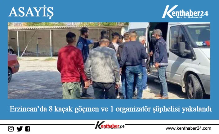 Erzincan’da, uygulama noktasında durdurulan bir araçta 8 kaçak göçmen ile