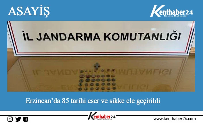 Erzincan’da 85 tarihi eser ve sikke ele geçirildi Erzincan İl Jandarma Komutanlığı ekiplerince yapılan çalışma sonucunda 2 şüpheli,