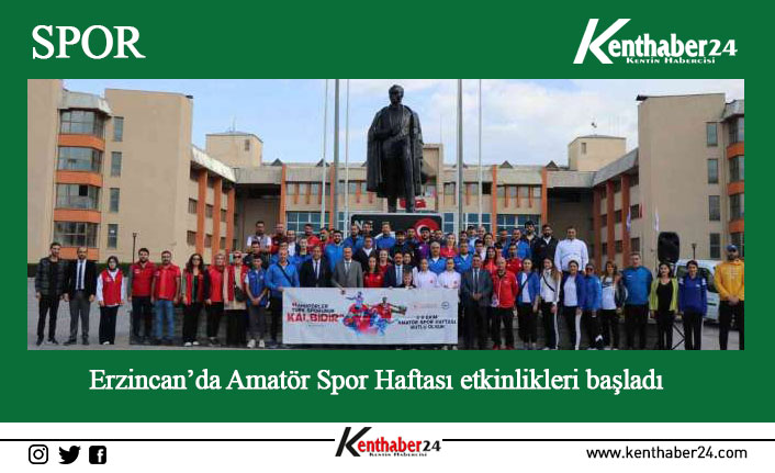 Erzincan’da 3-9 Ekim Amatör Spor Haftası etkinlikleri belediye önünde Atatürk