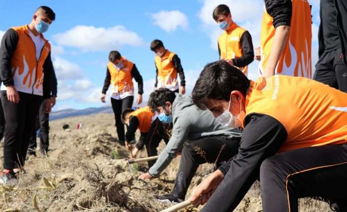Erzincan’da Milli Ağaçlandırma Günü nedeniyle binlerce fidan toprakla buluştu.