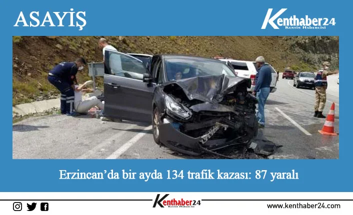 Erzincan’da kasım ayında meydana gelen 134 trafik kazasında, 87 kişi