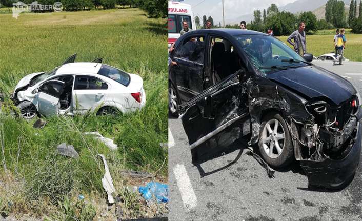 Erzincan’da iki otomobilin çarpışması sonucu meydana gelen trafik kazasında 10