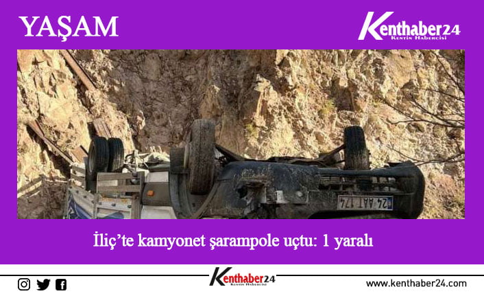 Erzincan’ın İliç ilçesinde kamyonetin şarampole uçması sonucu meydana gelen trafik