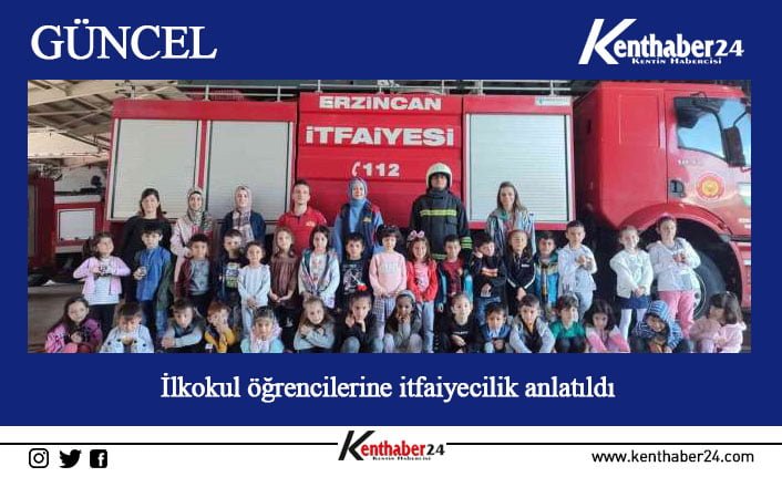 Erzincan İtfaiye Müdürlüğü ekipleri, ilkokul öğrencilerine itfaiyenin görevlerine ilişkin bilgilendirmelerde