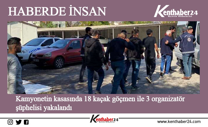 Erzincan’da, uygulama noktasında durdurulan kamyonetin kasasında Afganistan uyruklu 18 kaçak