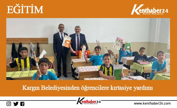 Erzincan’ın Tercan ilçesi Kargın Beldesi Belediye Başkanlığı tarafından çocuklara kırtasiye