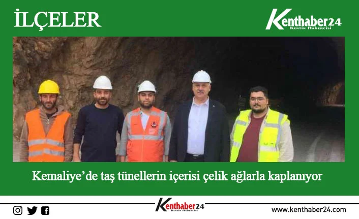 Kemaliye’de taş tünellerin içerisi çelik ağlarla kaplanıyor Erzincan’ın Kemaliye ilçesini Sivas’ın Divriği ilçesi üzerinden İç Anadolu’ya bağlamak