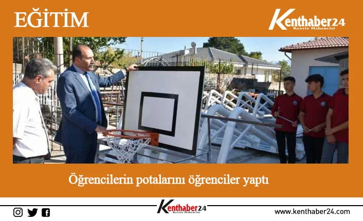 Erzincan’da meslek lisesi öğrencilerinin ürettiği basketbol potaları ve tenis masaları,