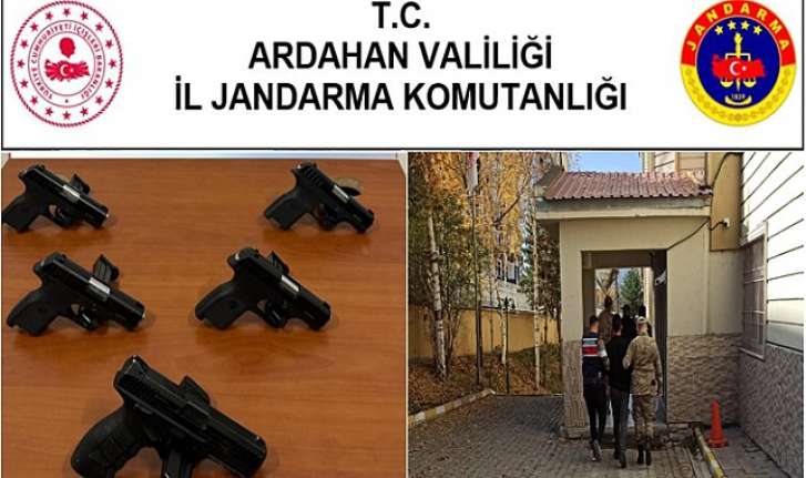 Ruhsatsız tabanca ele geçirildi Ardahan’da 5 adet ruhsatsız tabanca ve 5 adet tabanca şarjörü