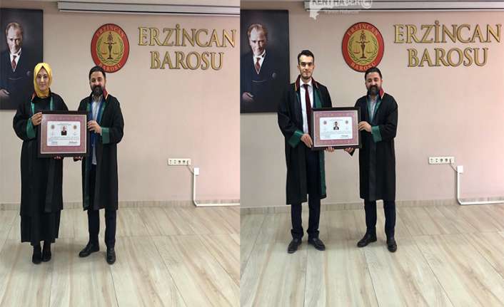 Erzincan Barosu’nda stajını başarıyla tamamlayan avukatlar yemin ederek ruhsatnamelerini aldı