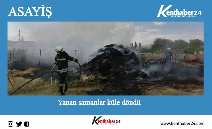 Erzincan merkez Güllüce köyünde samanlar yanarak küle döndü.