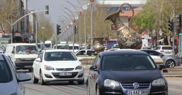 Erzincan’da trafiğe kayıtlı araç sayısı Aralık ayı sonu itibarıyla 70 bin 211 oldu