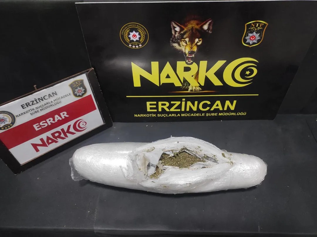 Erzincan’da; 766,65 gr esrar maddesi ele geçirildi