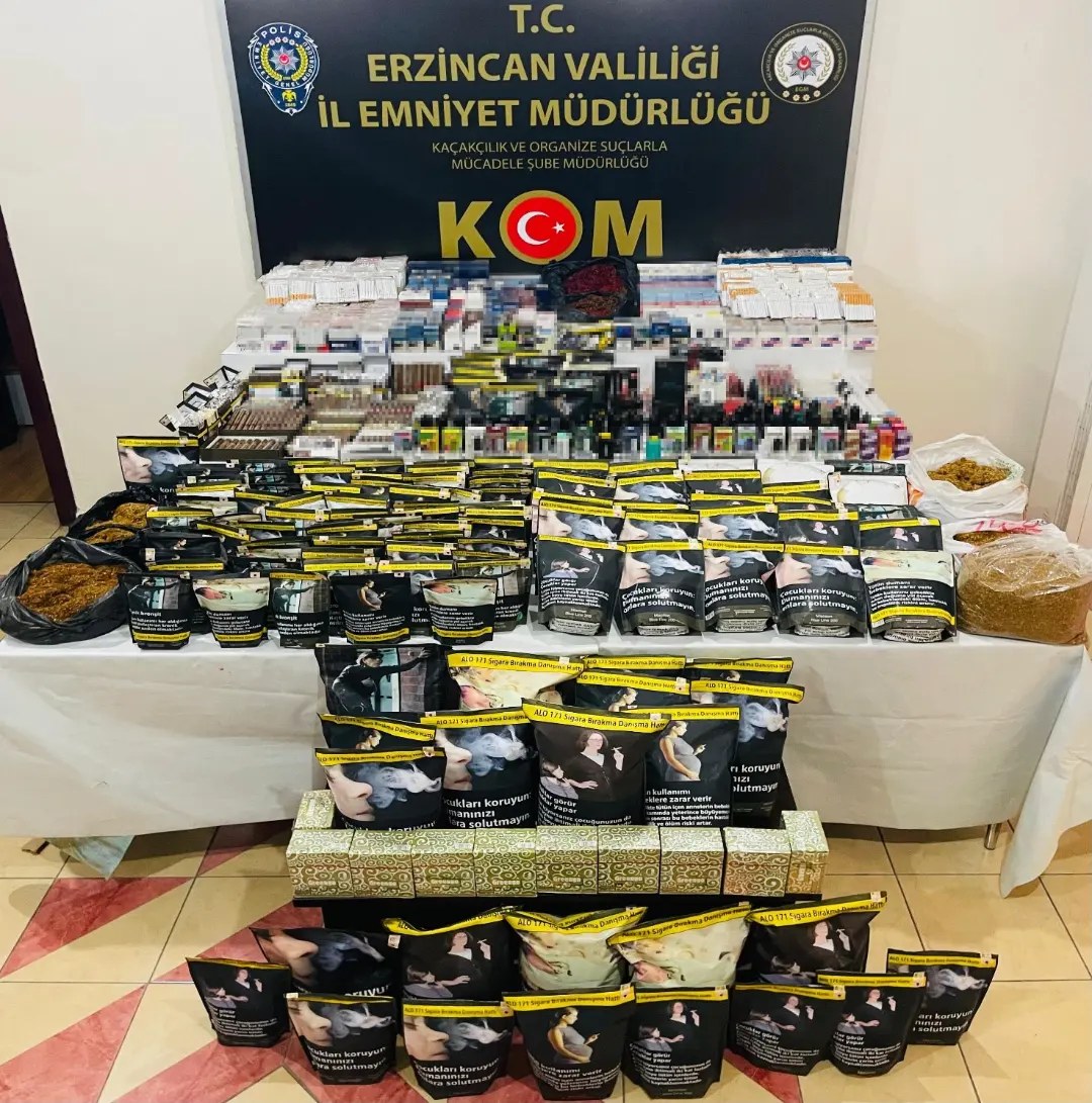 Kaçakçılık ve halk sağlığını tehlikeye sokan ürünlere yönelik Erzincan Polisi