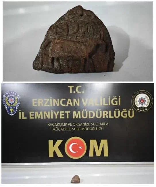 Erzincan’da, tarihi eser niteliğinde hayvan figürlü kaya parçası ele geçirildi. 2 gözaltı