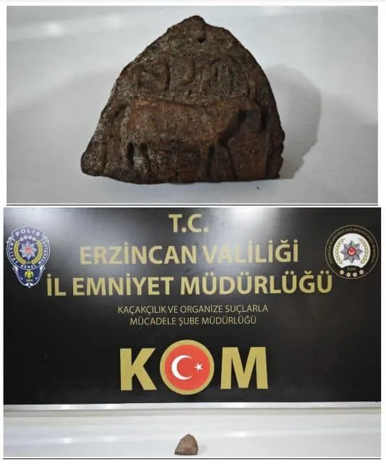 Erzincan’da, tarihi eser niteliğinde hayvan figürlü kaya parçası ele geçirildi. 2 gözaltı