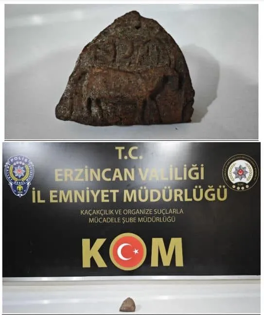 Erzincan’da polis ekiplerince yapılan çalışmalarda tarihi eser niteliğinde hayvan figürlü