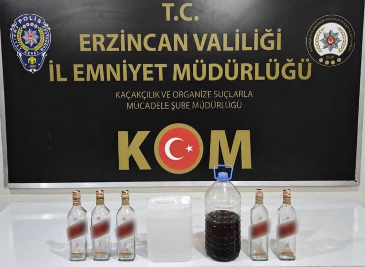 Erzincan polisi il geneline gerçekleştirdiği çalışma neticesinde içki yapımında kullanılan
