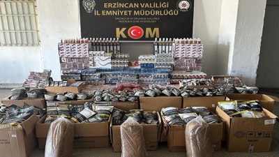 Erzincan polisi Kaçakçılara yönelik gerçekleştirdiği operasyonda piyasa değeri 1 milyon