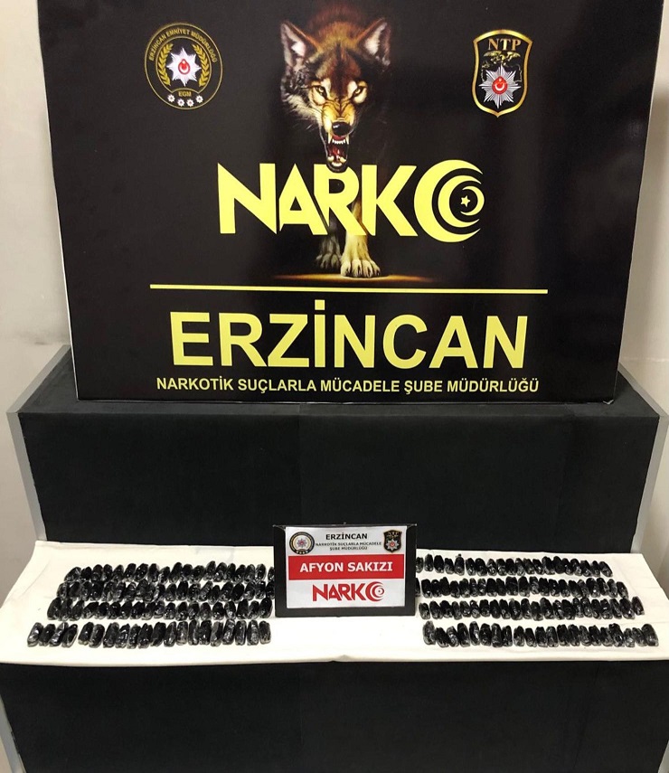 Erzincan İl Emniyet Müdürlüğü Narkotik Suçlarla Mücadele Şube Müdürlüğü ekiplerince