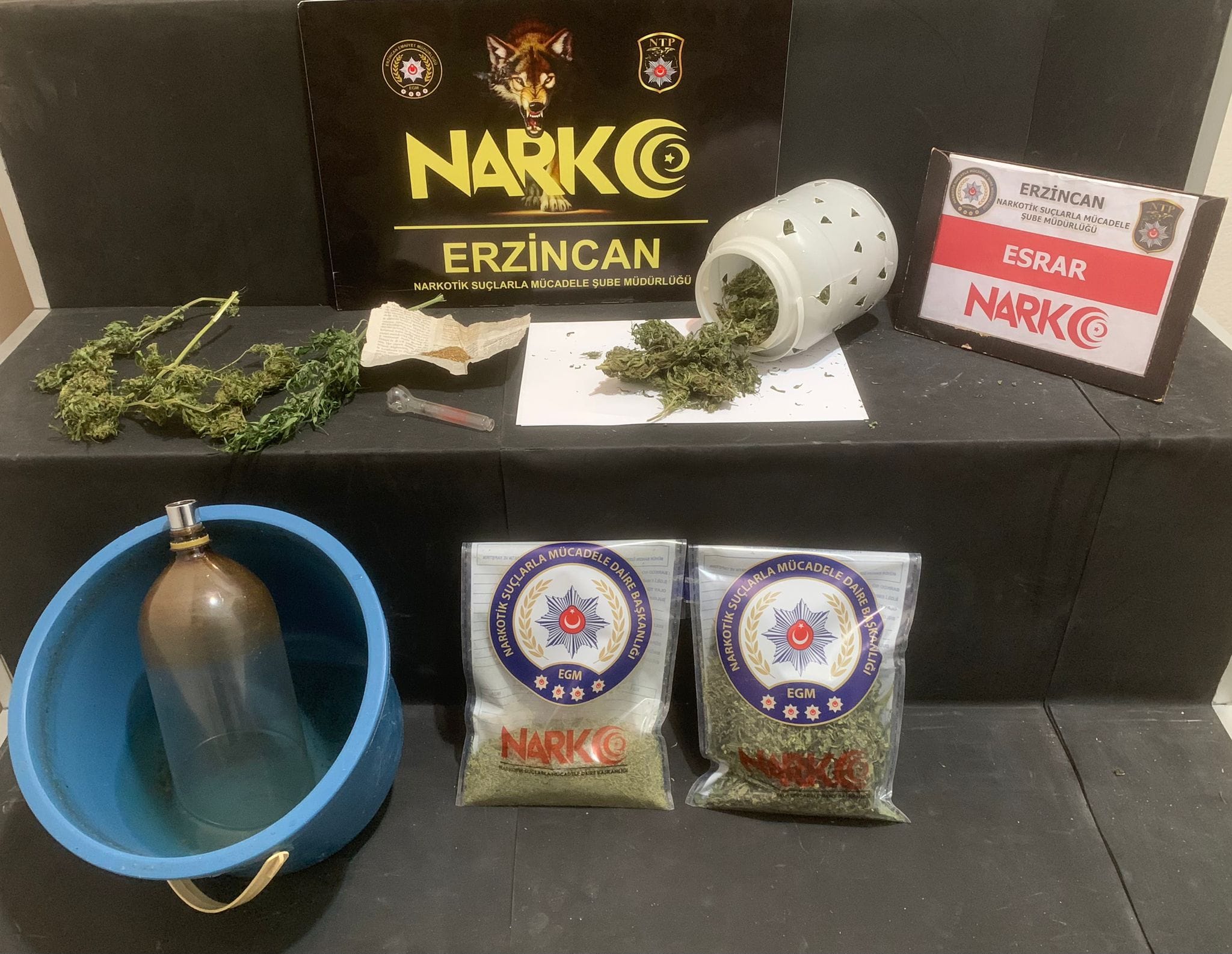 Erzincan İl Emniyet Müdürlüğü Narkotik Suçlarla Mücadele Şube Müdürlüğü ekiplerince