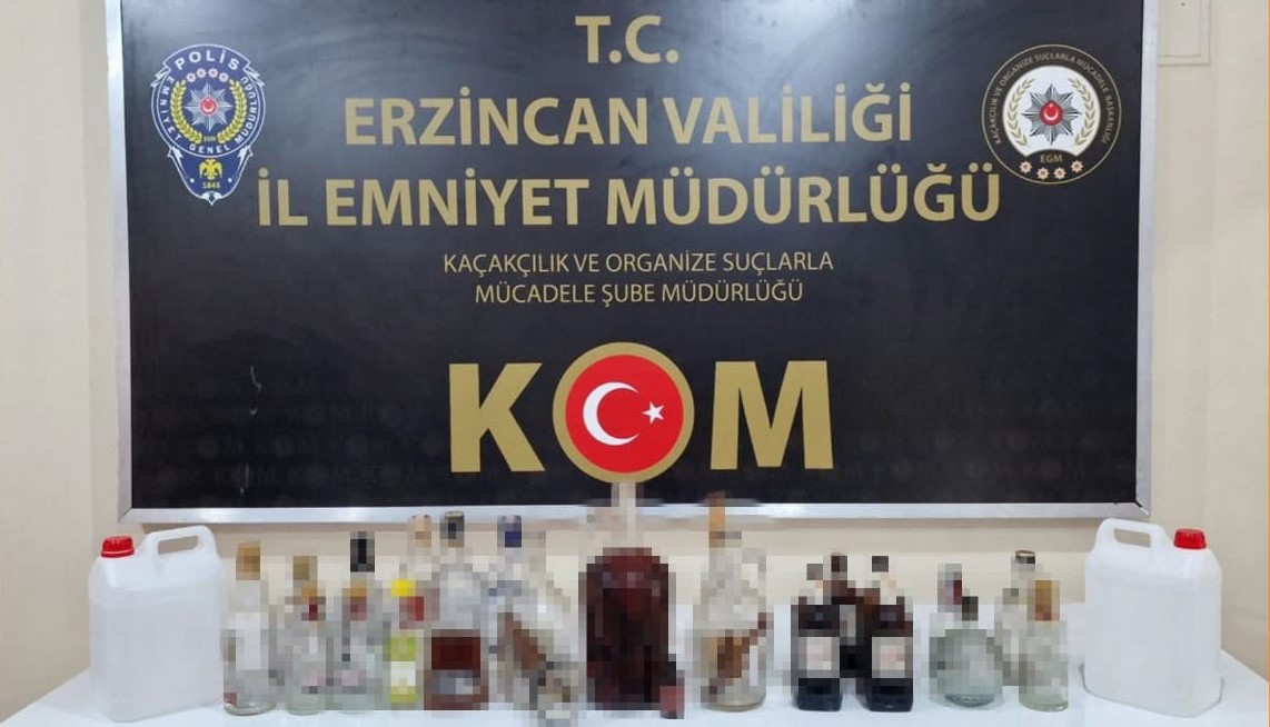 Türkiye genelinde KOM Başkanlığı koordinesinde alkollü içki kaçakçılığına yönelik Erzincan