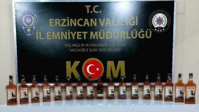 Erzincan Kaçakçılık ve Organize Suçlarla Mücadele Şube Müdürlüğü ekiplerince alkollü