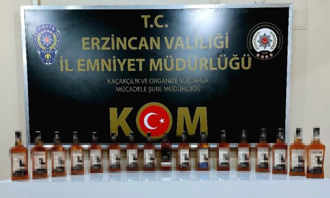 Erzincan Kaçakçılık ve Organize Suçlarla Mücadele Şube Müdürlüğü ekiplerince alkollü