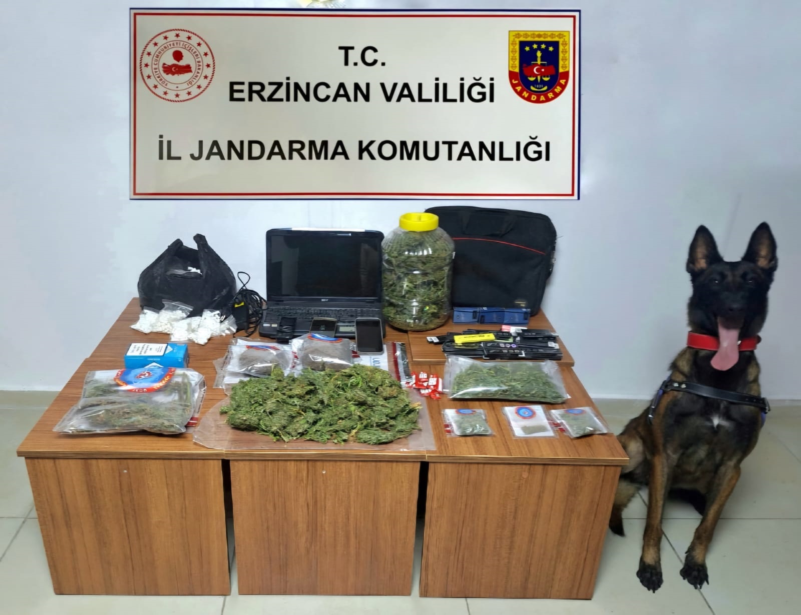Erzincan Üzümlü ilçesinde İl Jandarma komutanlığınca düzenlenen uyuşturucu operasyonunda 4