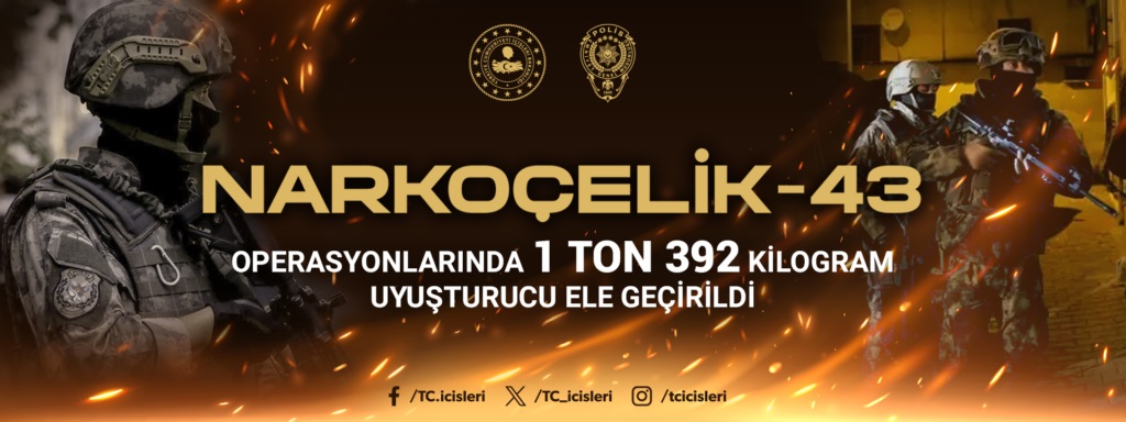 Erzincan’ında ter aldığı 81 ilde gerçekleştirilen NARKOÇELİK-43” operasyonlarında 335 Zehir