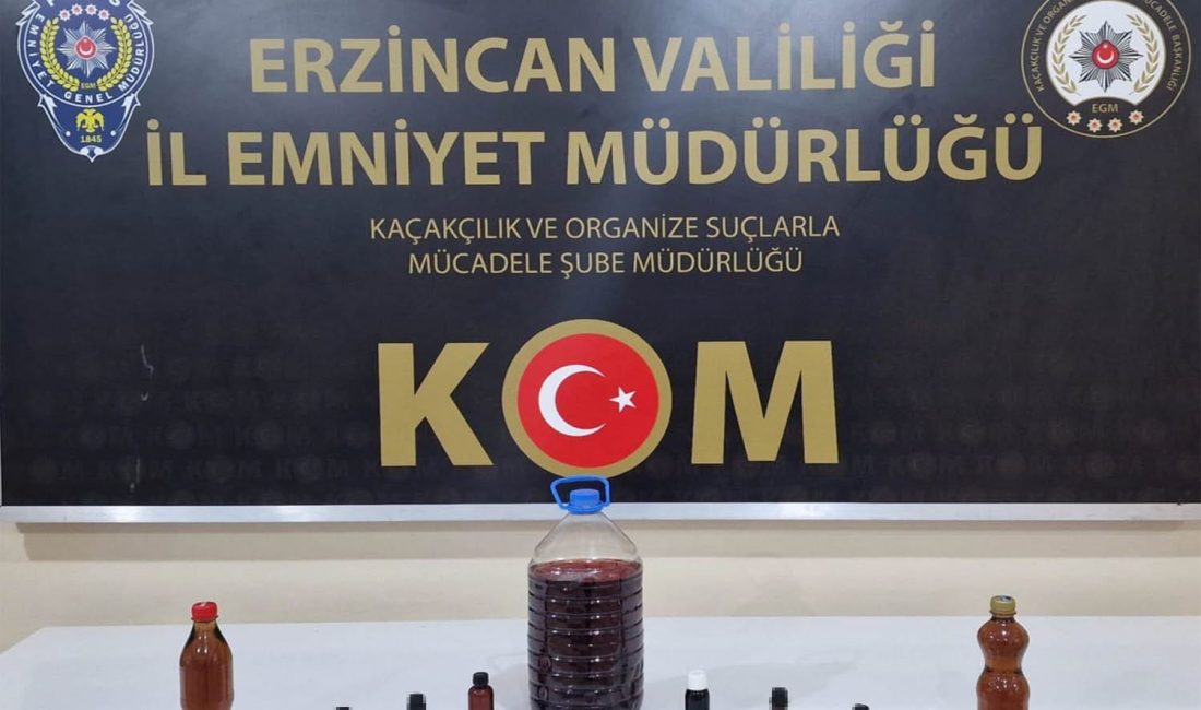 Erzincan Polisi tarafından gerçekleştirilen sahte alkol operasyonu kapsamında sahte alkol