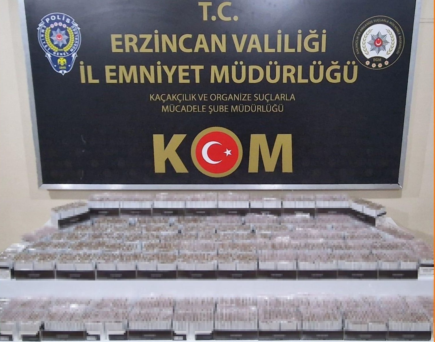 Erzincan polisi Kaçakçılara yönelik gerçekleştirdiği operasyonda piyasa değeri 70 bin