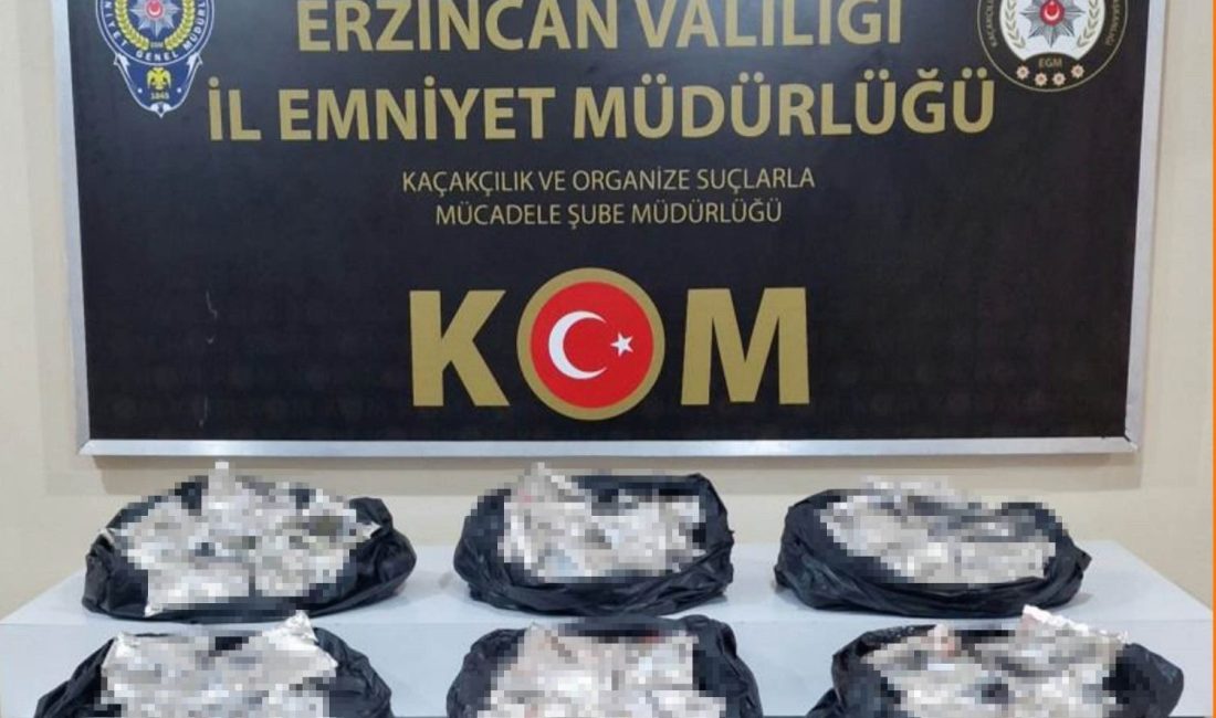 Erzincan Polisi kaçakçılara yönelik gerçekleştirdiği çalışma kapsamında kaçak malzemeler ile