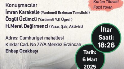 Erzincan Yardımeli Derneği tarafından 6 Mart Perşembe günü Gazze için