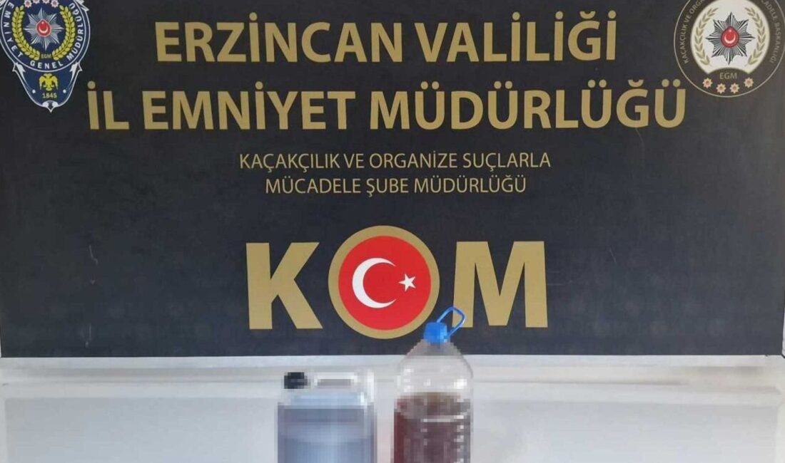 Erzincan Polisi tarafından gerçekleştirilen sahte alkol operasyonu kapsamında sahte alkol