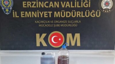Erzincan Polisi tarafından gerçekleştirilen sahte alkol operasyonu kapsamında sahte alkol