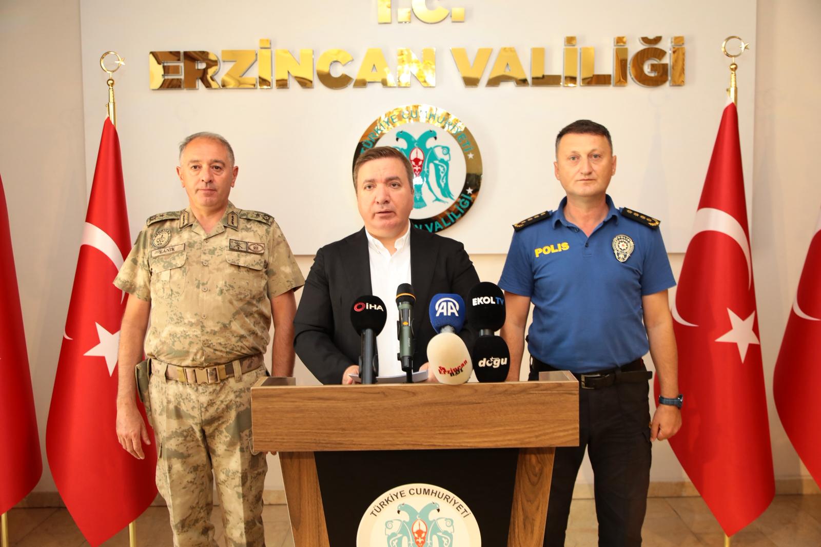 Erzincan Valisi Hamza Aydoğdu, kentte yürütülen asayiş olaylarıyla ilgili bilgi