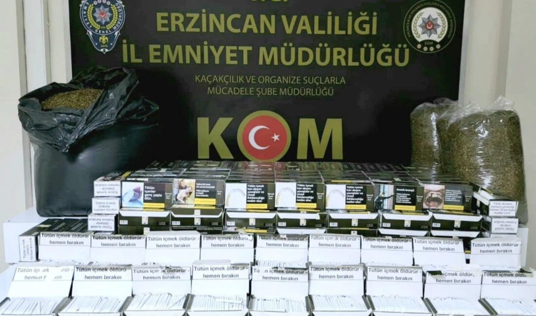 Erzincan polisi tarafından yapılan kaçak sigara, tütün ve makaron operasyonunda,