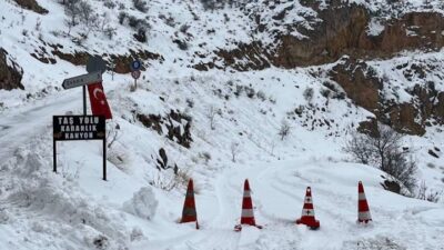 Erzincan Kemaliye İlçesinde Taşyolu güzergâhında çığ düşmesi meydana geldiği yolun
