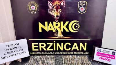 Erzincan’da Narkotik Polislerinin yaptığı yol uygulaması sırasında durdurulan otobüste, “yutma
