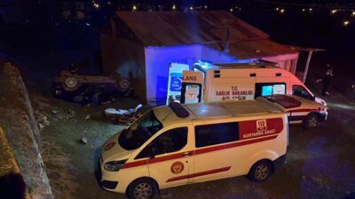 Erzincan merkez Gazi Mahallesi’nde kontrolden çıkan otomobil bir evin bahçesine
